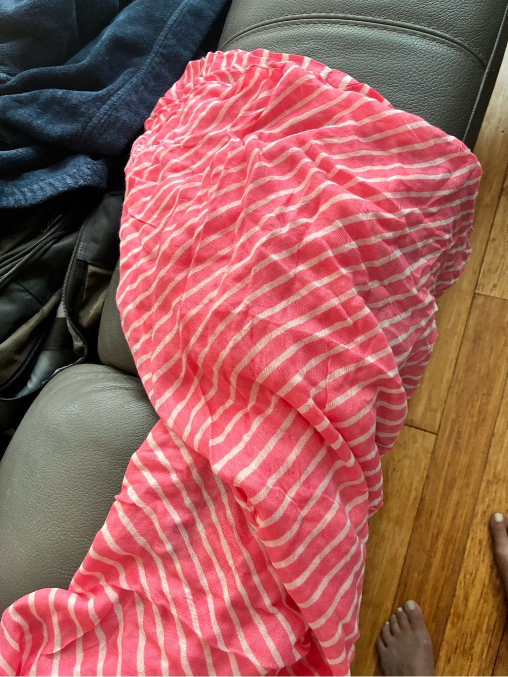 New York & Company Pink and White Striped Scarf Wrap
